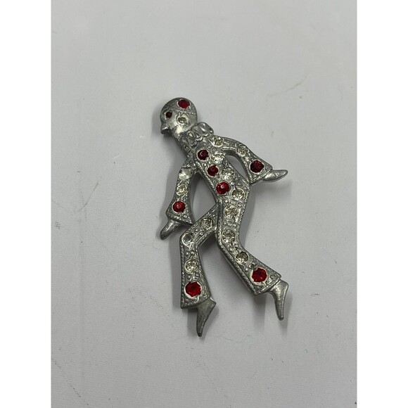 Antique Jewelry - Antique Brooch Paste Stone Pin Art Nouveau Deco Figural Jester Rhinestones